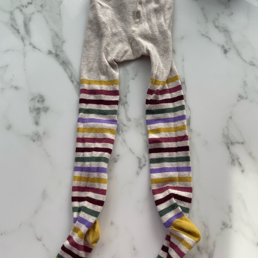 Mini Boden Mustard Yellow multicolor striped tights